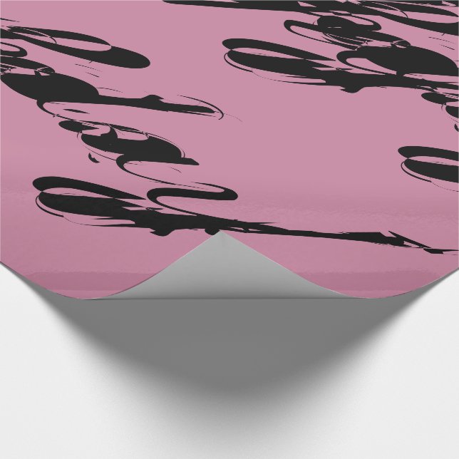 Papier Cadeau Script rustique rose Joyeux emballage d'anniversai (Coin)