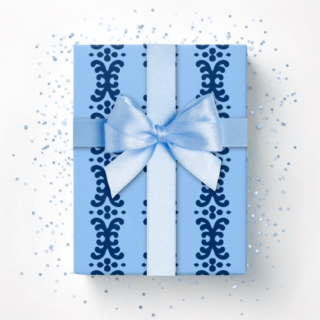 Papier Cadeau Scroll Dot in Blue Indigo (Créateur téléchargé)