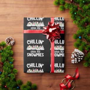 Papier Cadeau Se détendre avec mes bonshommes de neige Noël
