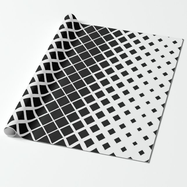 Papier Cadeau Se fanent le motif monochrome blanc noir (Déroulé)