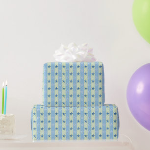 Papier Cadeau Sea Beach Starfish Bleu et Vert Stripes sans mer