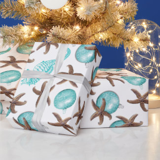 Papier Cadeau Sea Life Motif Tropical Enveloppe cadeau de Noël