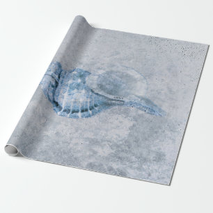 Papier Cadeau Sea Shell Blue Antique Vintage Ocean Beach Texture