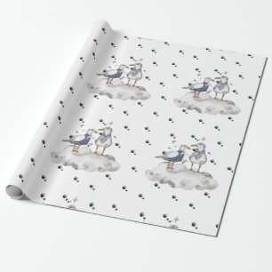 Papier Cadeau Seagull Adventure Baby Thème Océan Nautique