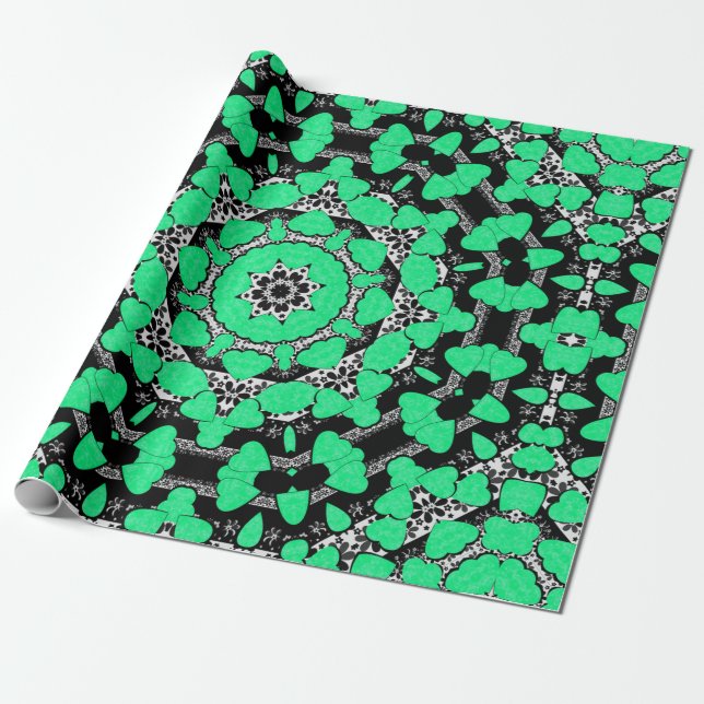 Papier Cadeau Seamless abstract mandala hearts bright round orna (Déroulé)