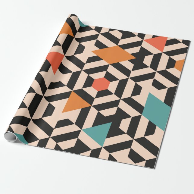 Papier Cadeau Seamless abstract pattern of geometric shapes. Geo (Déroulé)