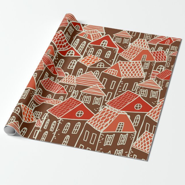 Papier Cadeau Seamless city pattern in (Déroulé)