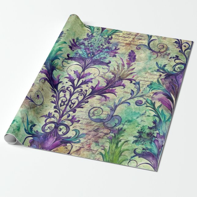 Papier Cadeau Seamless Floral Pattern Furniture Decoupage Paper (Déroulé)