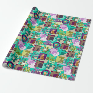 Papier Cadeau Seamless Merry Christmas Snowflake dark green colo