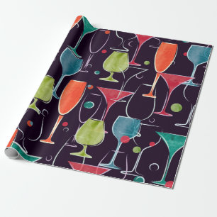 Papier Cadeau Seamless pattern with colorful watercolor cocktail