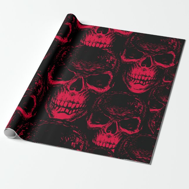 Papier Cadeau Seamless pattern with hand-drawn sinister human sk (Déroulé)