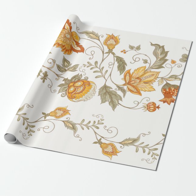 Papier Cadeau Seamless pattern with stylized ornamental flowers  (Déroulé)