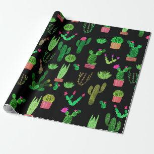 Papier Cadeau Seamless watercolor cactuses plant pattern backgro