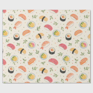 Papier Cadeau Seamless watercolor sushi pattern with nigiri roll