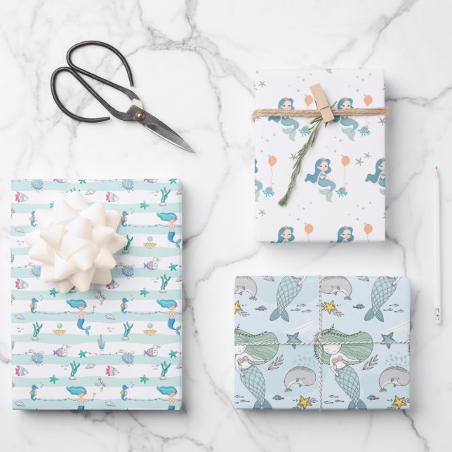 Papier cadeau Sélection de sirènes Trois (Recto)