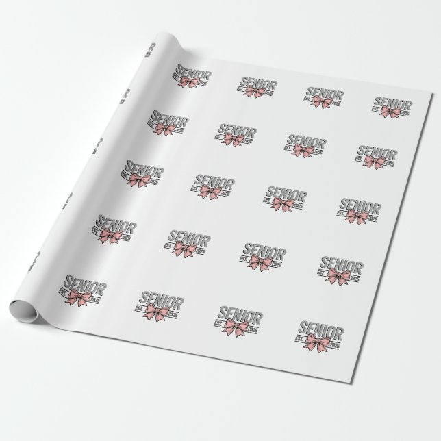 Papier Cadeau Senior Est 2025 Bow Coquette Graduation (Déroulé)