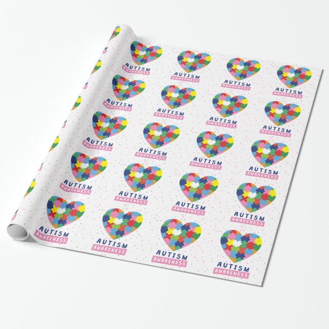 Papier Cadeau sensibilisation sur l'autisme rose (Déroulé)