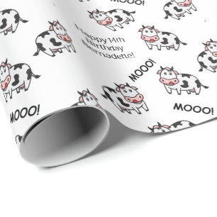 Papier Cadeau Sentiment mignon des animaux de ferme de vache noi