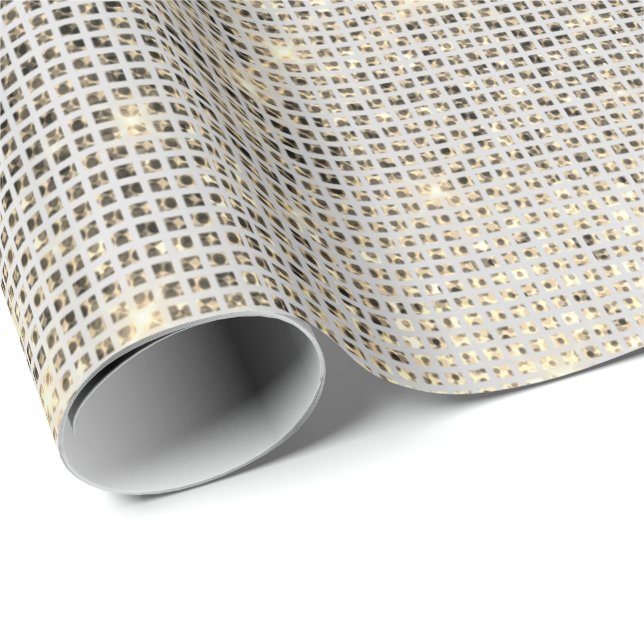 Papier Cadeau Séquin Gris Urbain Chimant Métallique Sparkly (Coin rond)