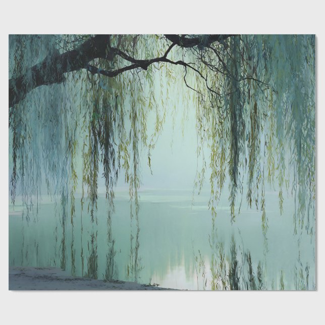 Papier Cadeau Serene Willow Tree Reflection Nature Art (4) (Plat)