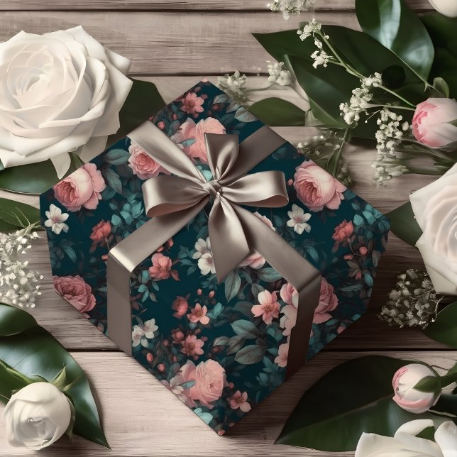 Papier Cadeau Sérénité turquoise Avec Rose Garden (Créateur téléchargé)