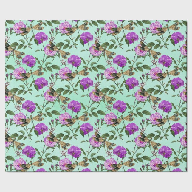 Papier Cadeau Série Libellules Vintage Modèle 15 (Couture)