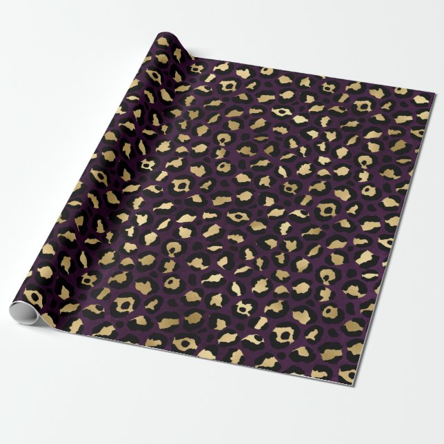 Papier Cadeau Série Purple and Gold Leopard Design 2 (Déroulé)