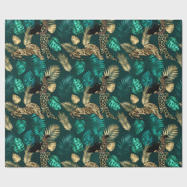 Papier Cadeau Série Teal et Or Design Léopard 7  (Couture)