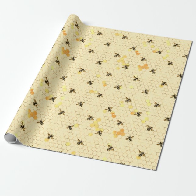 Papier Cadeau Série Tournesol et Abeille Design Onze (Déroulé)