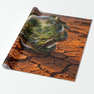 Papier Cadeau Serpent & l'Orbe d'Eden Paysage Surréaliste de Rêv