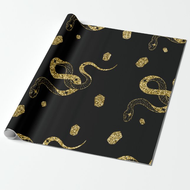 Papier Cadeau Serpent noir doré effrayant Tour céleste ou farce (Déroulé)