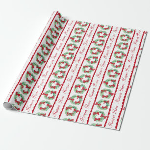 Papier Cadeau Serre de Noël Preppy personnalisée avec des vaches
