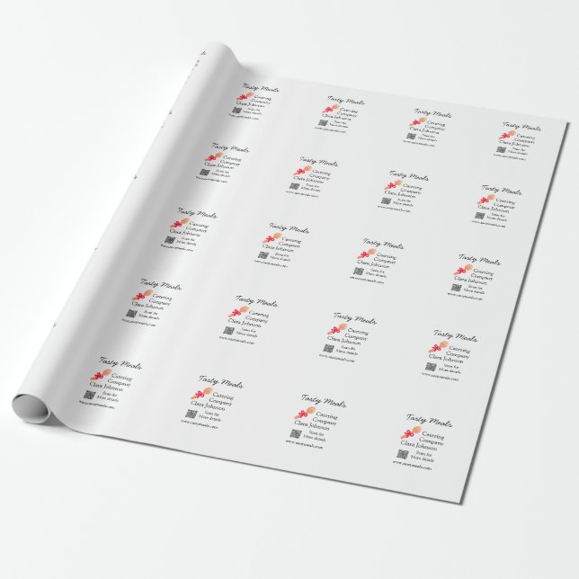 Papier Cadeau services de restauration ajouter nom code QR site  (Déroulé)