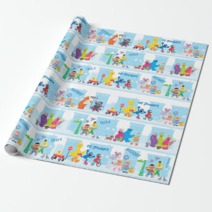 Papier Cadeau Sesame Pals Marcher Le Long De Sesame Street Motif