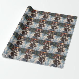 Papier Cadeau Setter Anglais Chien à Moto Noël