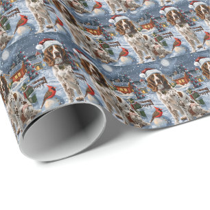 Papier Cadeau Setter Anglais Merveilleux Noël Hiver Joie