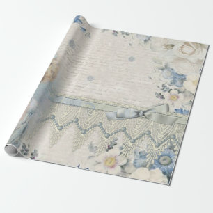 Papier Cadeau Shabby Chic Vintage Victorienne Lady avec Fleurs