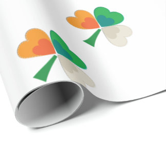 Papier Cadeau Shamrock du drapeau irlandais