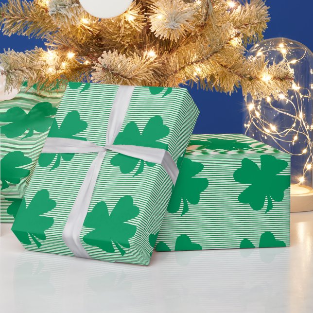 Papier Cadeau Shamrock Feuille verte Grandes Pâtes Saint Patrick (Vacances)