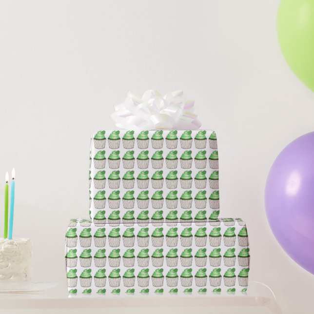 Papier Cadeau Shamrock vert Cupcake St. Patrick's Day (Cadeaux de fête)