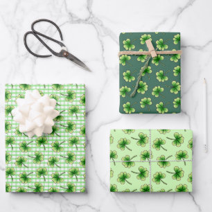 Papier Cadeau Shamrock vert Feuille de trèfle St. Patricks Day