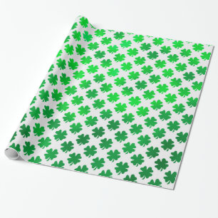 Papier Cadeau Shamrock vert Métallurgie Faux Quatre Feuilles