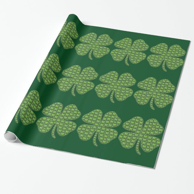 Papier Cadeau Shamrocks sur un shamrock (Déroulé)