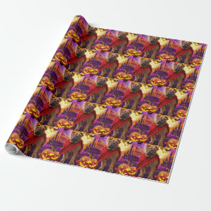 Papier Cadeau Shar Pei Vampire Citrouilles Halloween Épouvantabl