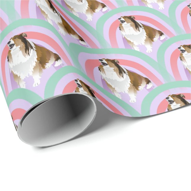 Papier Cadeau Shelter Dog Rainbow Purple Anniversaire (Coin rond)