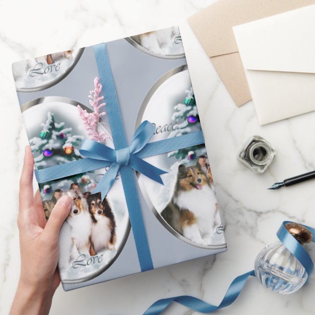 Papier Cadeau Shetland Sheepdog Trio Noël (Cadeaux)