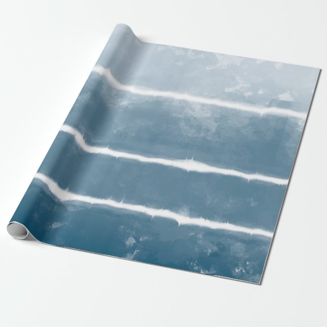 Papier Cadeau Shibori Ombre Retro Tie Dye Hippie Indigo (Déroulé)