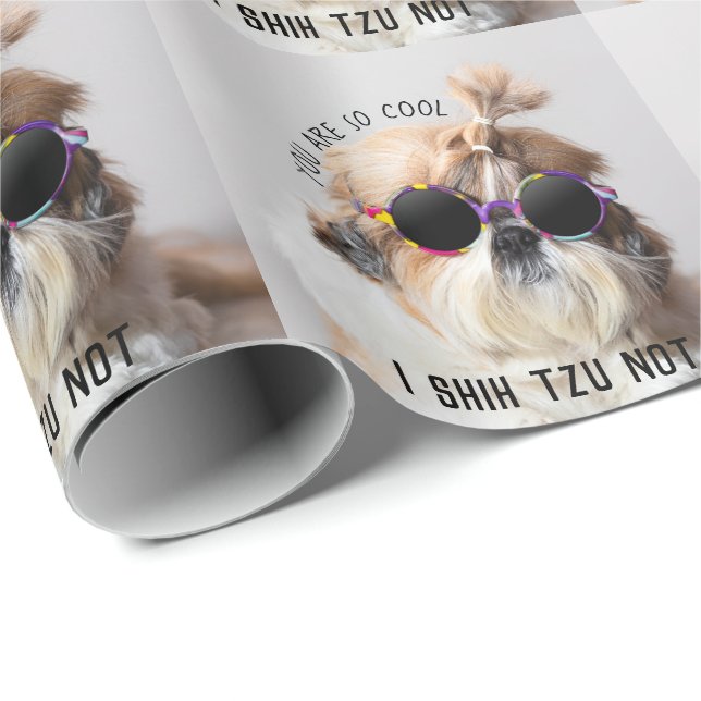 Papier Cadeau Shih Tzu Pas amusant mignon amoureux de les chiens (Coin rond)