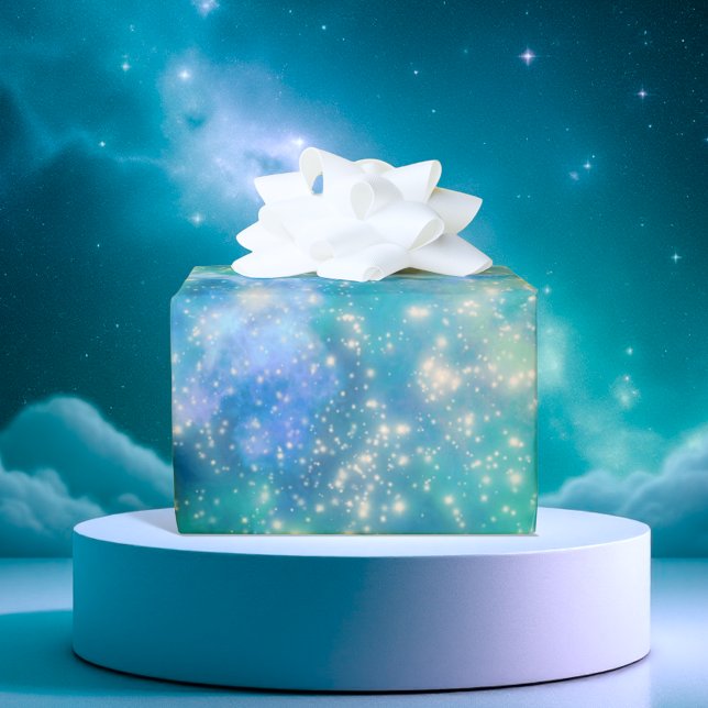 Papier Cadeau Shimmer Galaxy bleu vert (Créateur téléchargé)