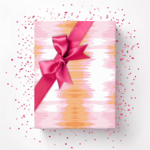 Papier Cadeau Shimmer Ikat en rose et orange